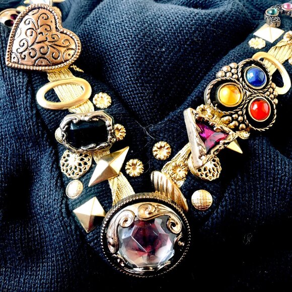 Jaxie's New York Vintage 80’s Embellished Black Sweater Womens Medium - Picture 12 of 14